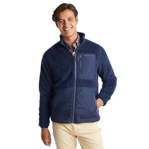 NWT Southern Tide Sherpa Fleece Full Zip in True Navy Blue Size Medium